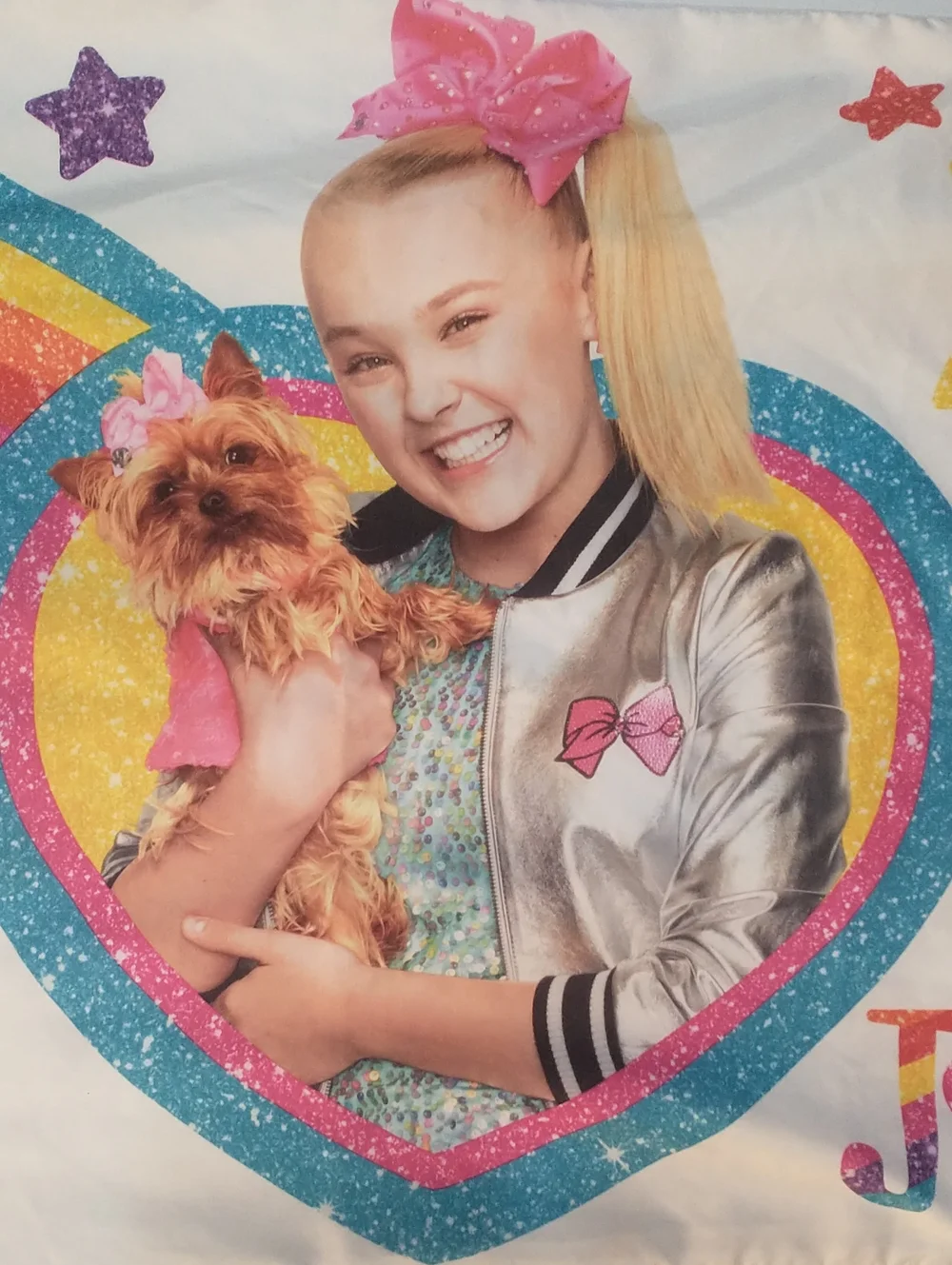 JoJo Siwa Pink Teal Rainbow Star Pillowcase